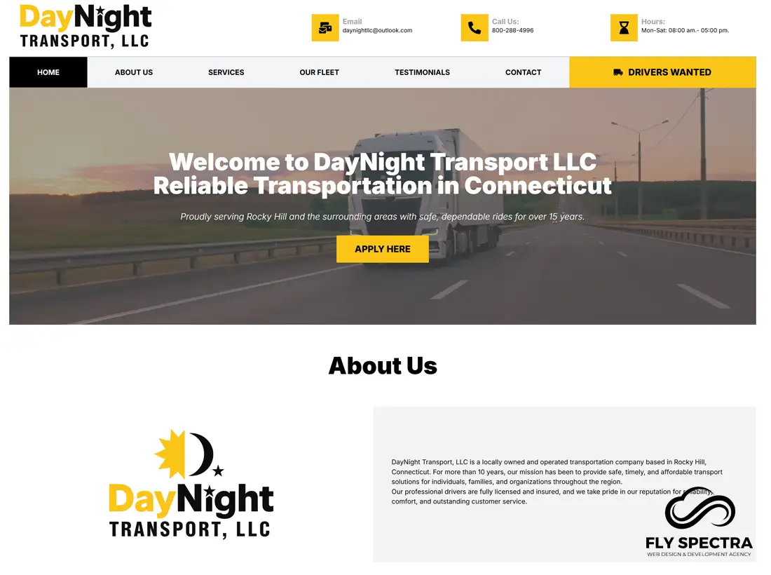 Website Launch: DayNight Transport LLC – Driving Rocky Hill Forward with a Modern Online Presence